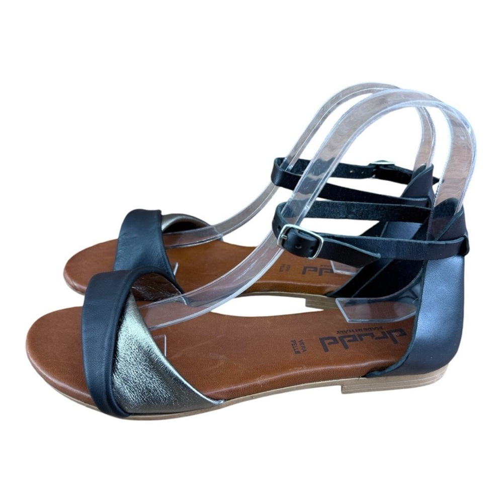 Drudd Leather Double Strap Sandals Women's  Shoe Buckle 6-6.5
